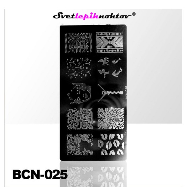 Stamping šablona, BCN 25, za nailart stamping